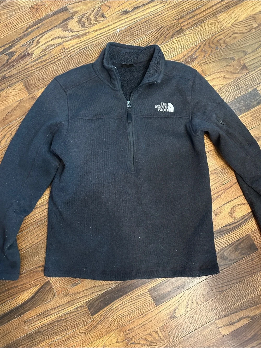 The North Face Black Fleece Zip-Up Jacket with White Logo